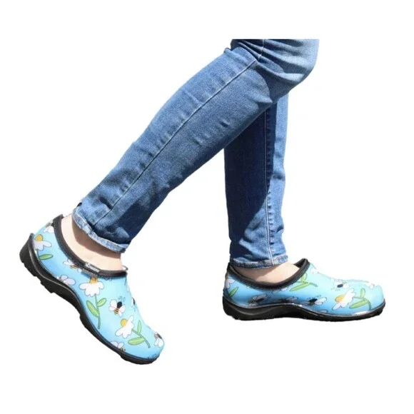 NEW Sloggers Women's Bumble Bee and Flower Print Rain boot Garden Shoes Clogs 10 - Picture 4 of 4